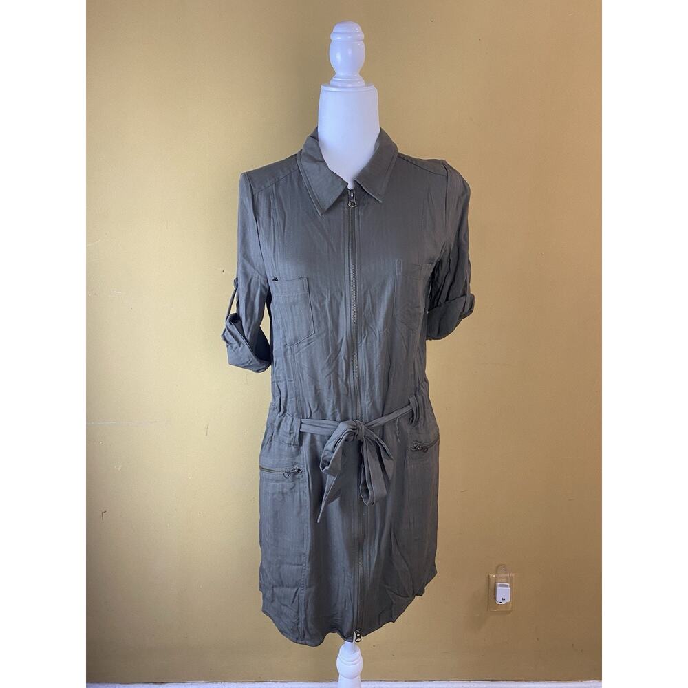 Monroe and Main Womens Size M Green Zip Up Dress Belt